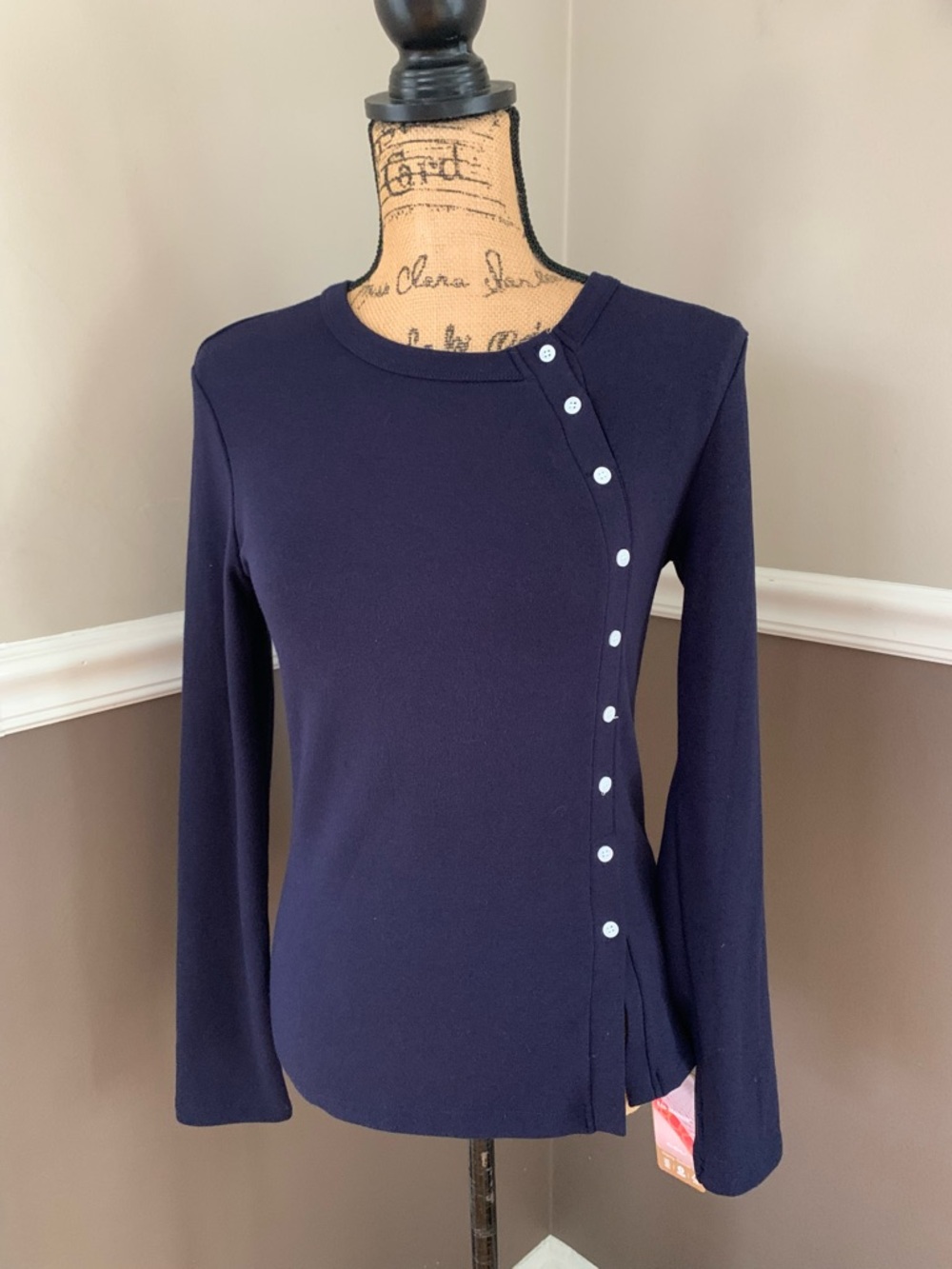 OGL ladies Pro Warm Asymmetrical Placket true Navy top Size Medium NWT